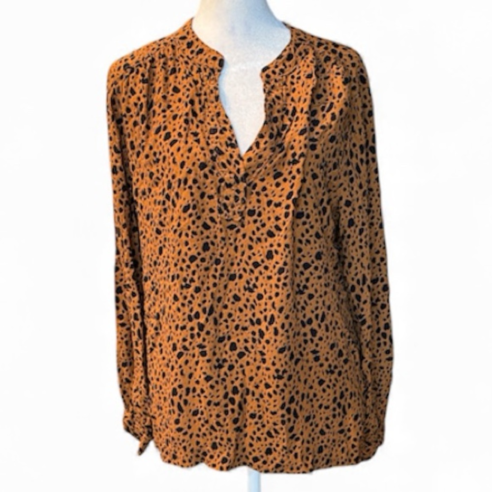 Gap Top Womens Size Large Brown Leopard Print Long Sleeve Pullover Casual